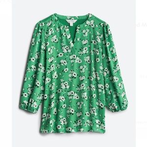 NWOT M+S green floral blouse